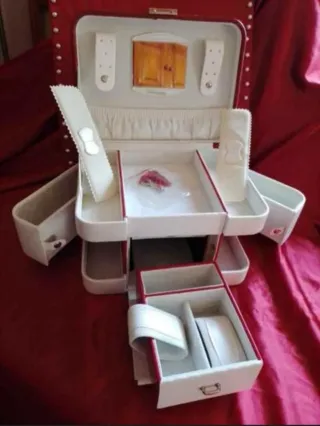 Joyero grande retro rojo y blanco