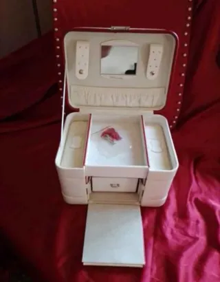 Joyero grande retro rojo y blanco