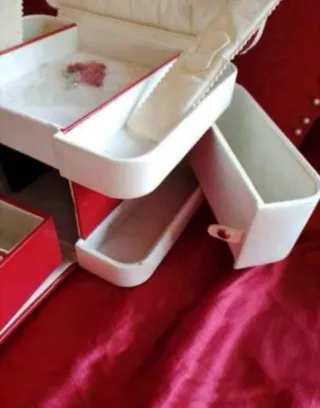 Joyero grande retro rojo y blanco