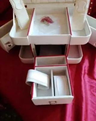 Joyero grande retro rojo y blanco