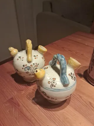 Pareja botijos cerámica Talavera antiguos
