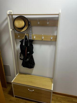 Mueble Perchero Zapatero Madera y Metal