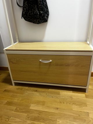 Mueble Perchero Zapatero Madera y Metal