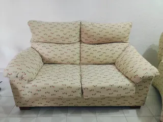 Set divano e 2 poltrone in tessuto beige