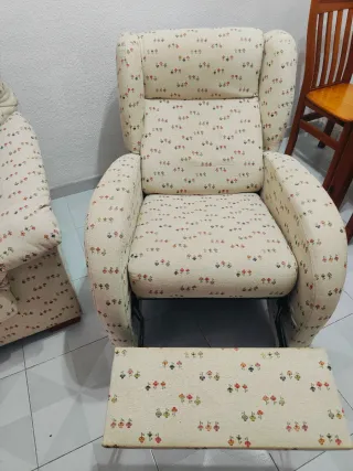 Set divano e 2 poltrone in tessuto beige