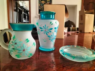 Set piccoli Vaso, Brocca Posacenere Vetro