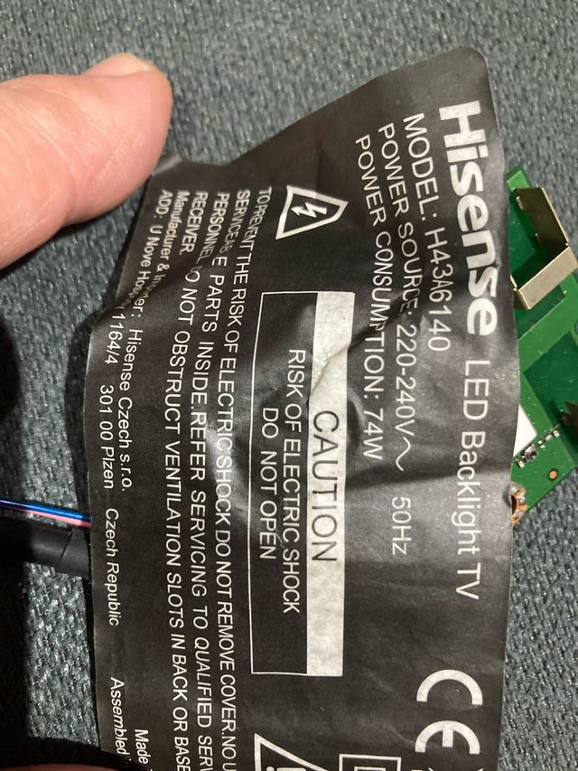 BOTONERA IR Y WIF Hisense H43A6140 TV