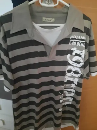 Polo in Extenso rayas gris y negro Talla L