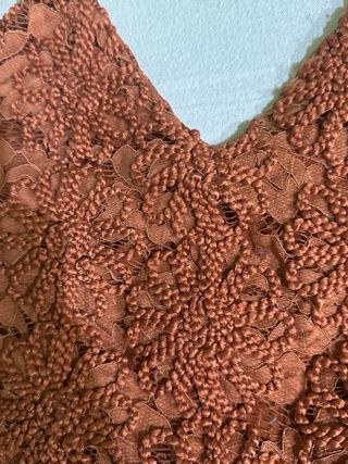 Top Zara Naranja Encaje