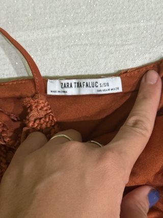 Top Zara Naranja Encaje