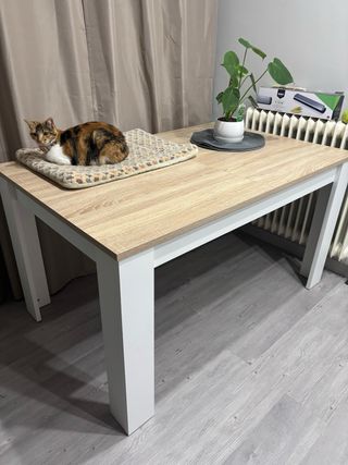 Mesa extensible roble y blanco