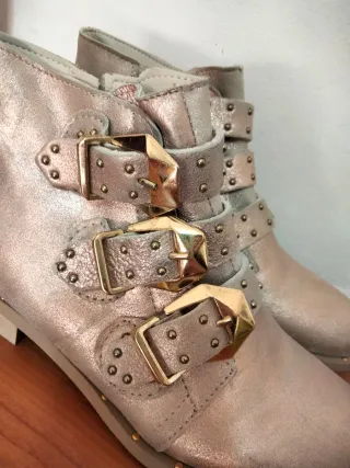 Stivaletti donna rosa metallizzato/oro n.38