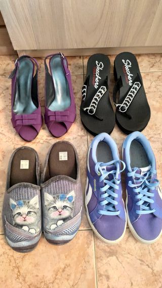 Lote 4 pares de zapatos de mujer (Varias marcas) 