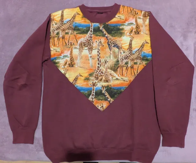 Sudadera EME Jirafas Talla M unisex granate.