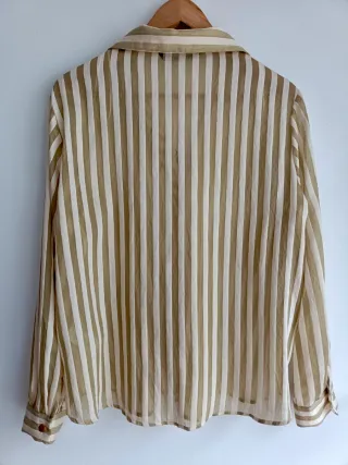 Camisa Zara semitransparente rayas beige/verde