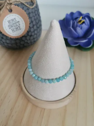 Pulsera Amazonita Natural Facetada. Elástica.