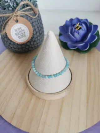 Pulsera Amazonita Natural Facetada. Elástica.