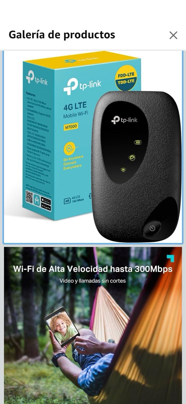 TP-Link M7000 4G LTE Mobile Wi-Fi
2150 mAh batería