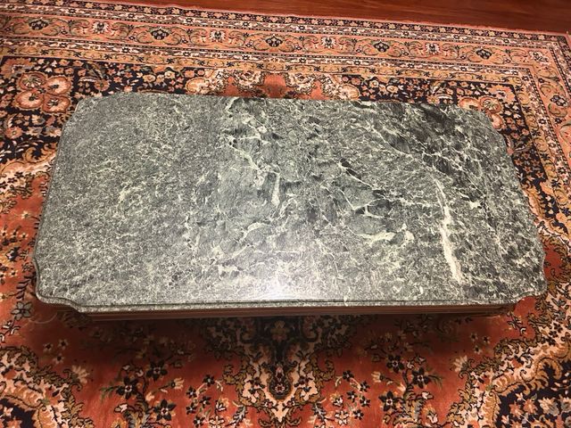 Mesa centro madera y mármol verde