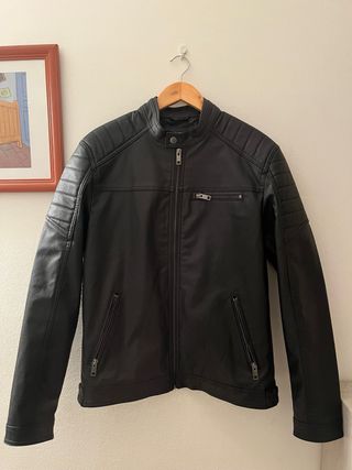 Chaqueta Cuero Jack & Jones Negra Talla L