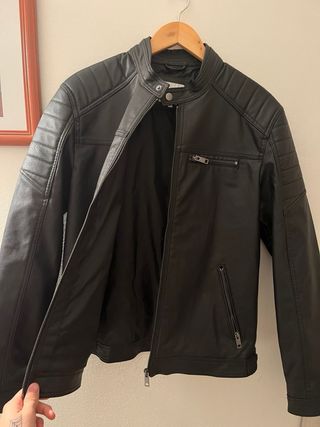 Chaqueta Cuero Jack & Jones Negra Talla L