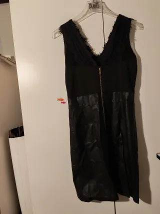 Vestito pizzo e pelle nero