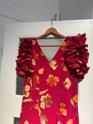 Traje de flamenca rojo floral