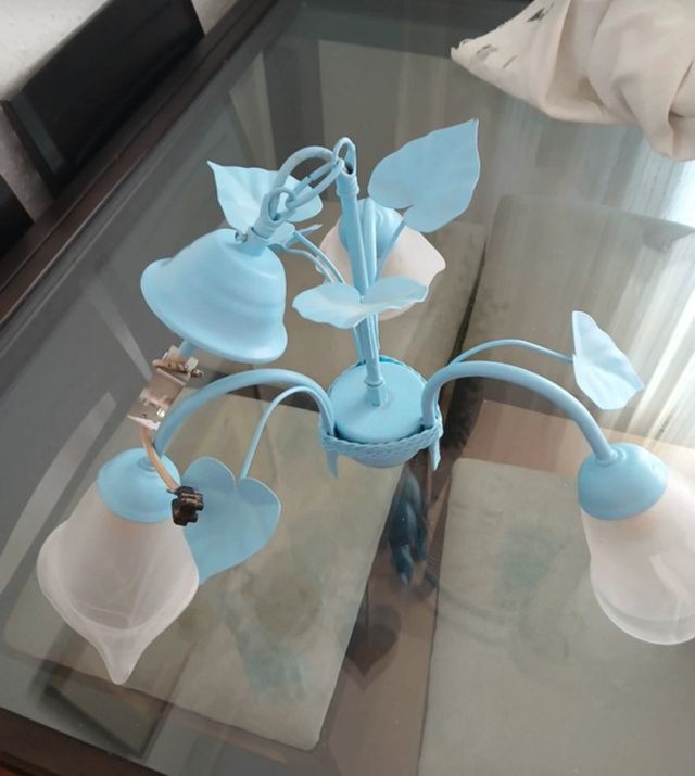 Lámpara turquesa hierro forjado