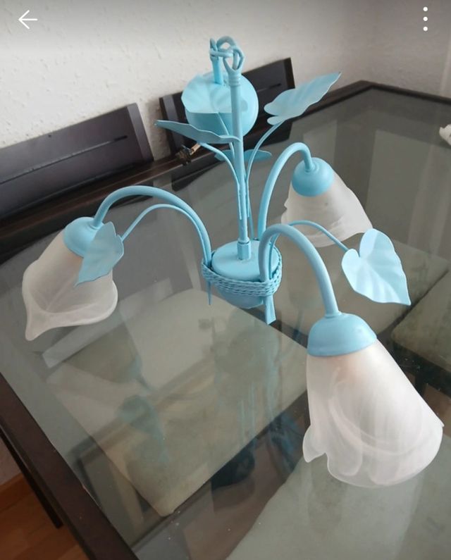 Lámpara turquesa hierro forjado