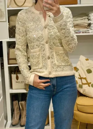 Chaqueta perlas y lentejuelas