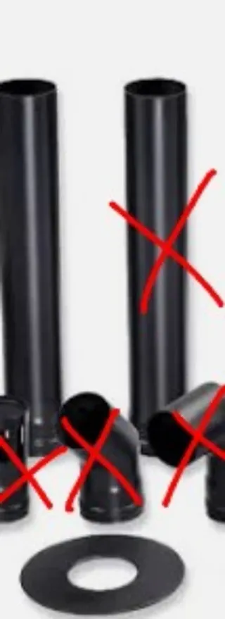 1 Tubo para pellets negros y embellecedor cromado 