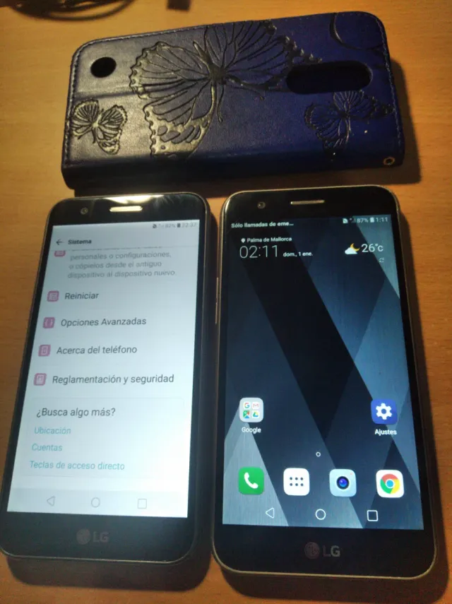 2 x LG K10 smartphone + Funda