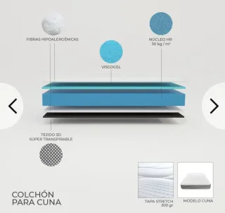 Colchón de cuna viscoelástico 60x120cm + Protector