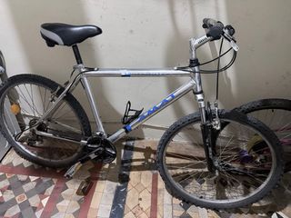 Bicicleta de montaña plateada