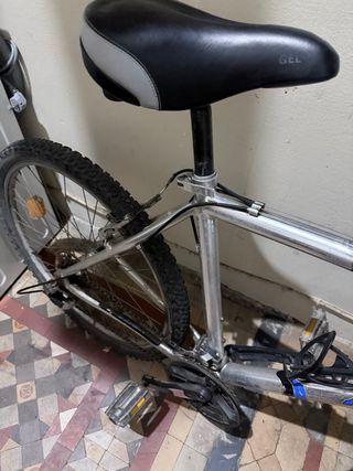 Bicicleta de montaña plateada