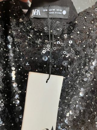 Blusa lentejuelas Zara negra