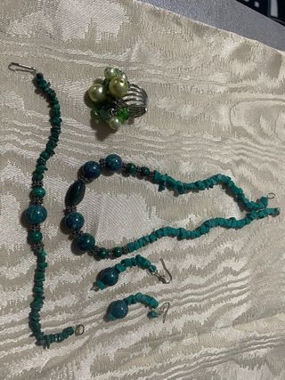 Parure Malachite Collana Bracciale Orecchini