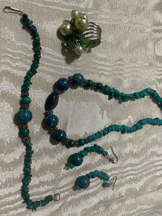 Parure Malachite Collana Bracciale Orecchini
