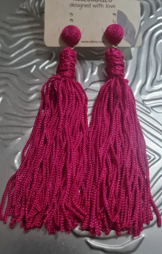 Pendientes largos Sfera fucsia