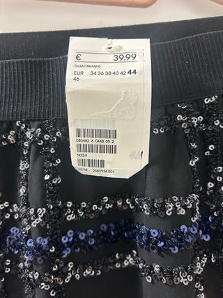 Falda MIDI H&M lentejuelas con etiqueta