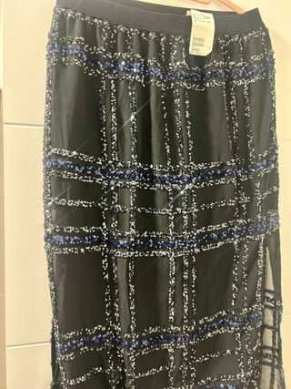 Falda MIDI H&M lentejuelas con etiqueta