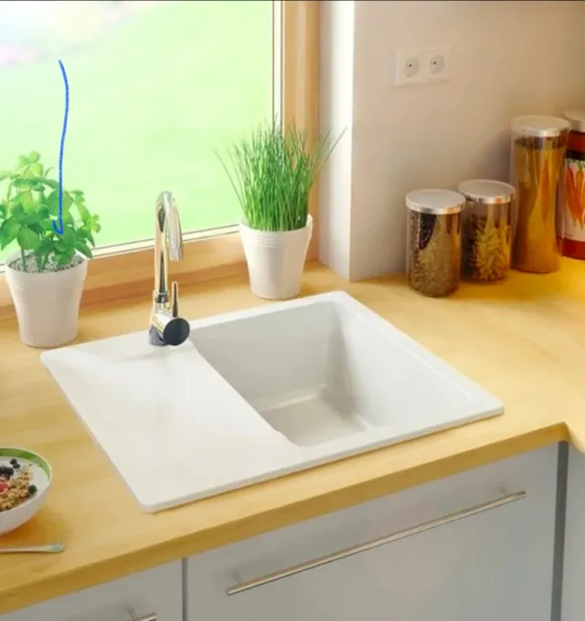 Fregadero de resina blanco