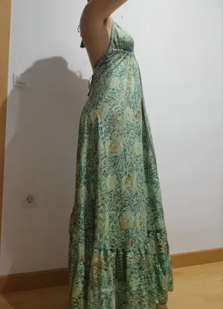 Vestido bohemio largo verde flores