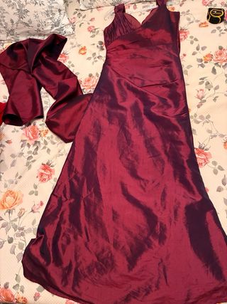 Vestido fiesta talla L morado/rojo