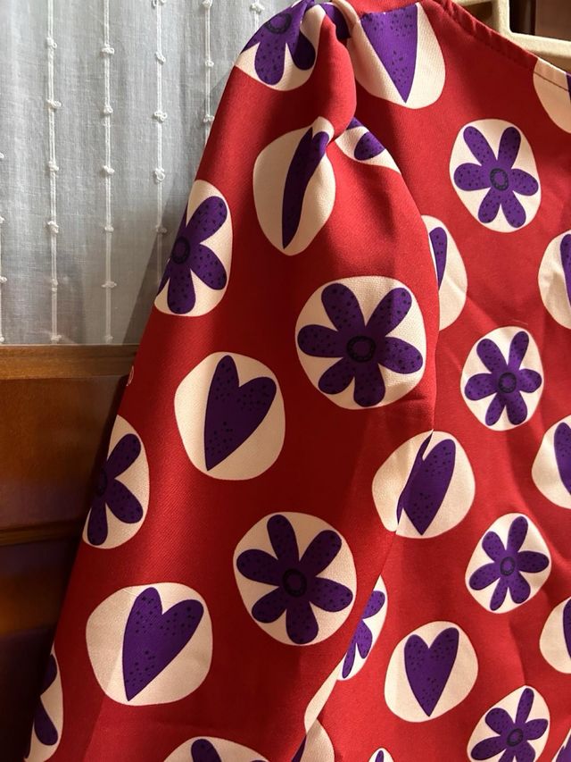 Vestido corto manga abullonada estampado