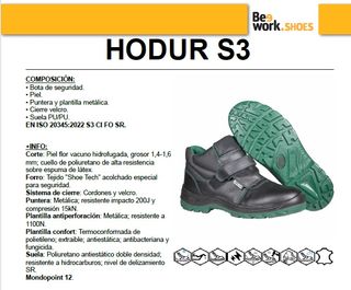 Botas Seguridad BeeWork Hodur S3 Negra Talla 44