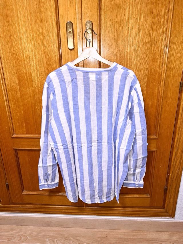 Camisa Springfield Lino Azul Blanco - Talla L