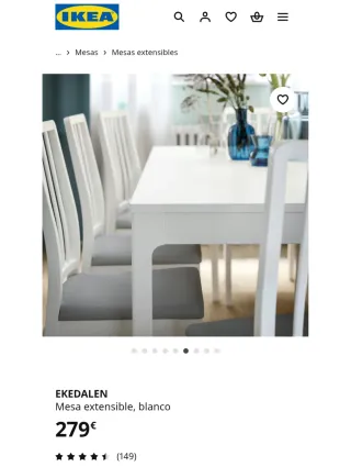 Mesa Comedor Extensible EKEDALEN 120/180x80cm