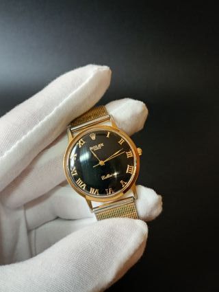 Reloj Cellini Negro Números Romanos Oro