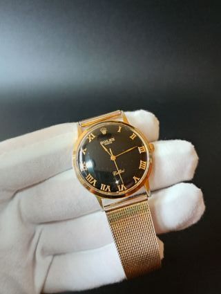 Reloj Cellini Negro Números Romanos Oro
